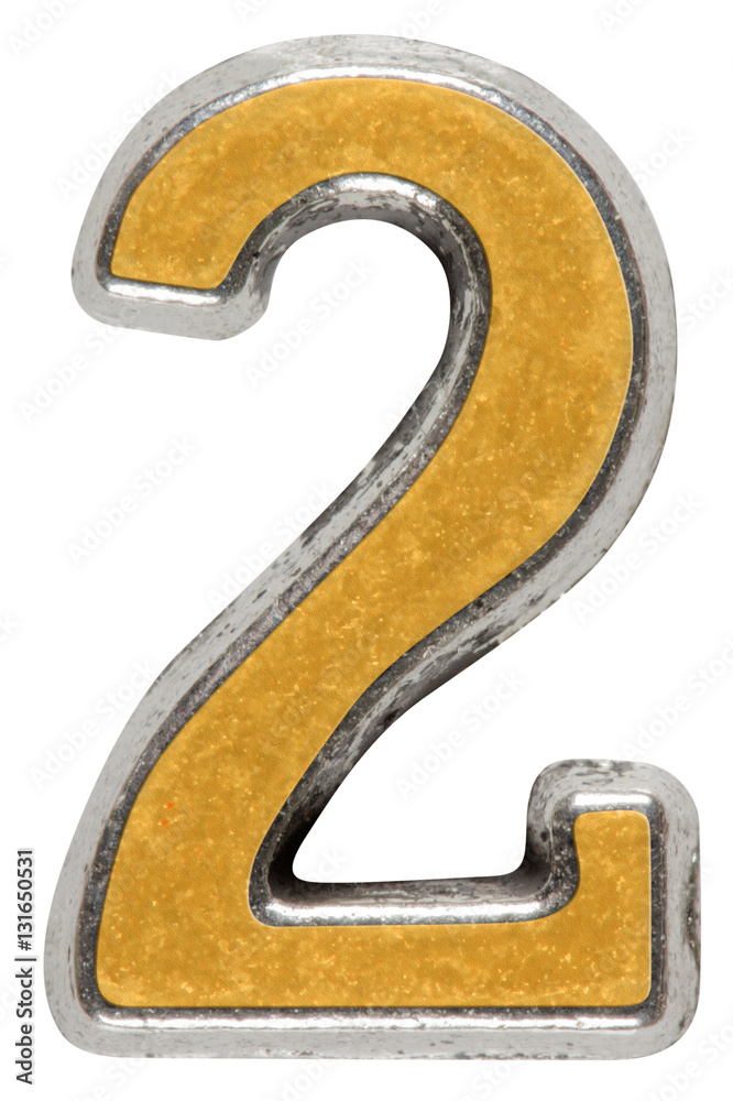 Metal numeral 2 two, isolated on white background Metal numeral 2 two, isolated on white background