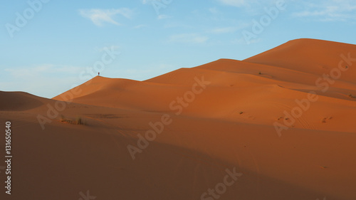 Mensch steht auf Düne, Wüste, Dünen, Erg Chebbi, Marokko, Sahara © Tamara
