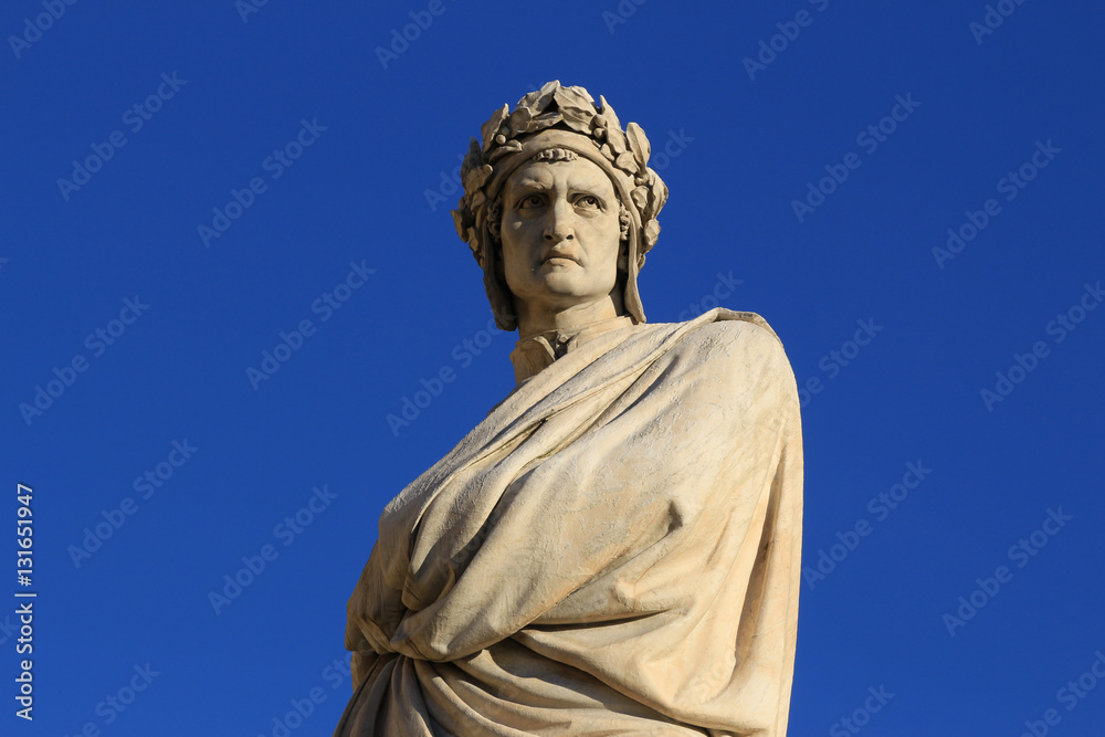 Dante Alighieri statue in Santa Croce square in Florence, Italy Dante Alighieri statue in Santa Croce square in Florence, Italy
