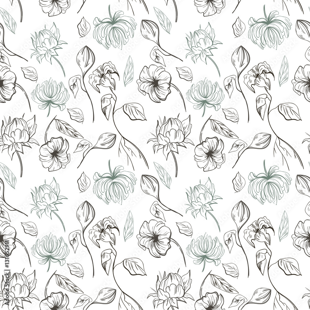 Seamless vintage floral pattern.Easy to edit.For invitations or announcements.