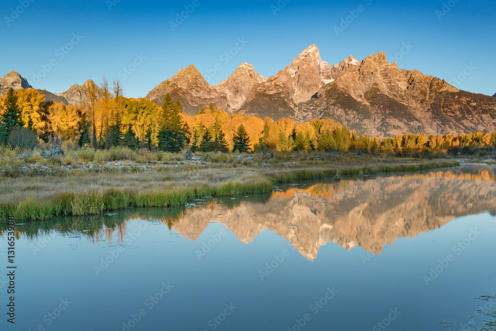 Sunrise at Schwabacher's Landing in Grand Teton NationalPark Wyoming