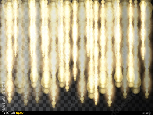 Sparkling glitter threads.  lines of particles with shimmering light blurs. curtain backdrop  shiny sequins or fashion strass drops Christmas, New Year decor on transparent background