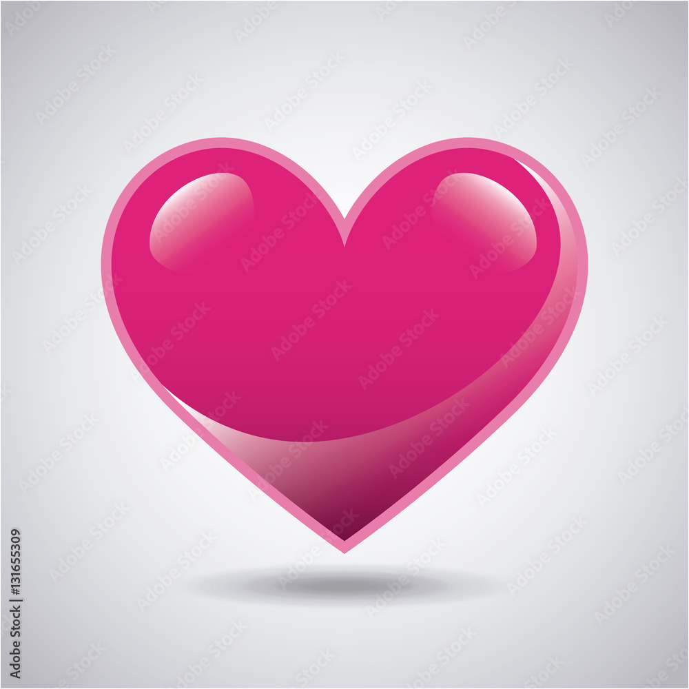 pink hearth shape icon over white background. colorful design. vector illustration