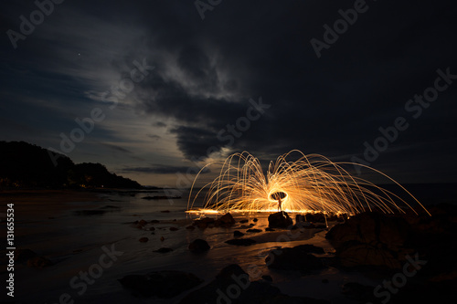 Fototapeta Naklejka Na Ścianę i Meble -  Steelwool at Montezuma beach in Costa Rica