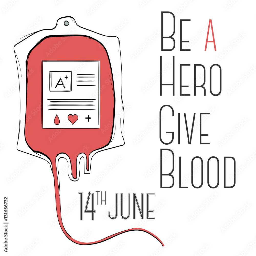 Naklejka premium Hand drawn modern poster or banner for blood donor