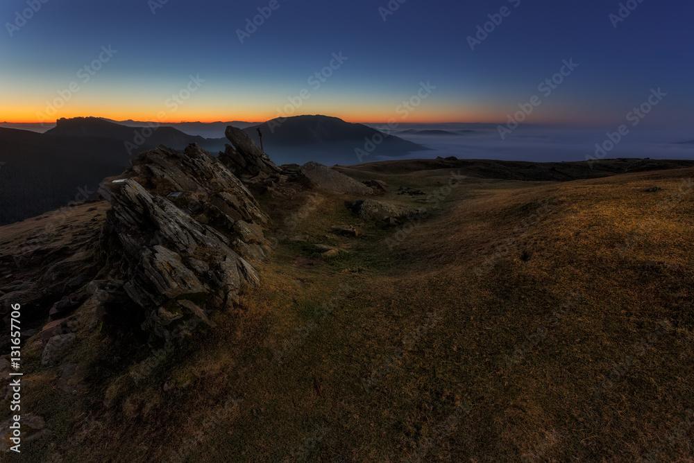 Sunrise at Urkiola over a foggy valley Sunrise at Urkiola over a foggy valley