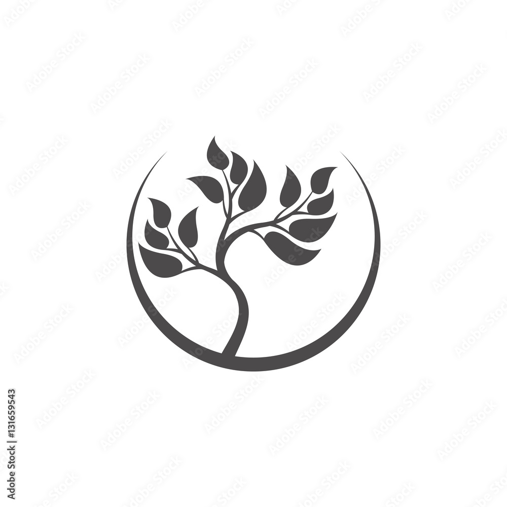 Abstract tree emblem. Tree silhouette isolated.