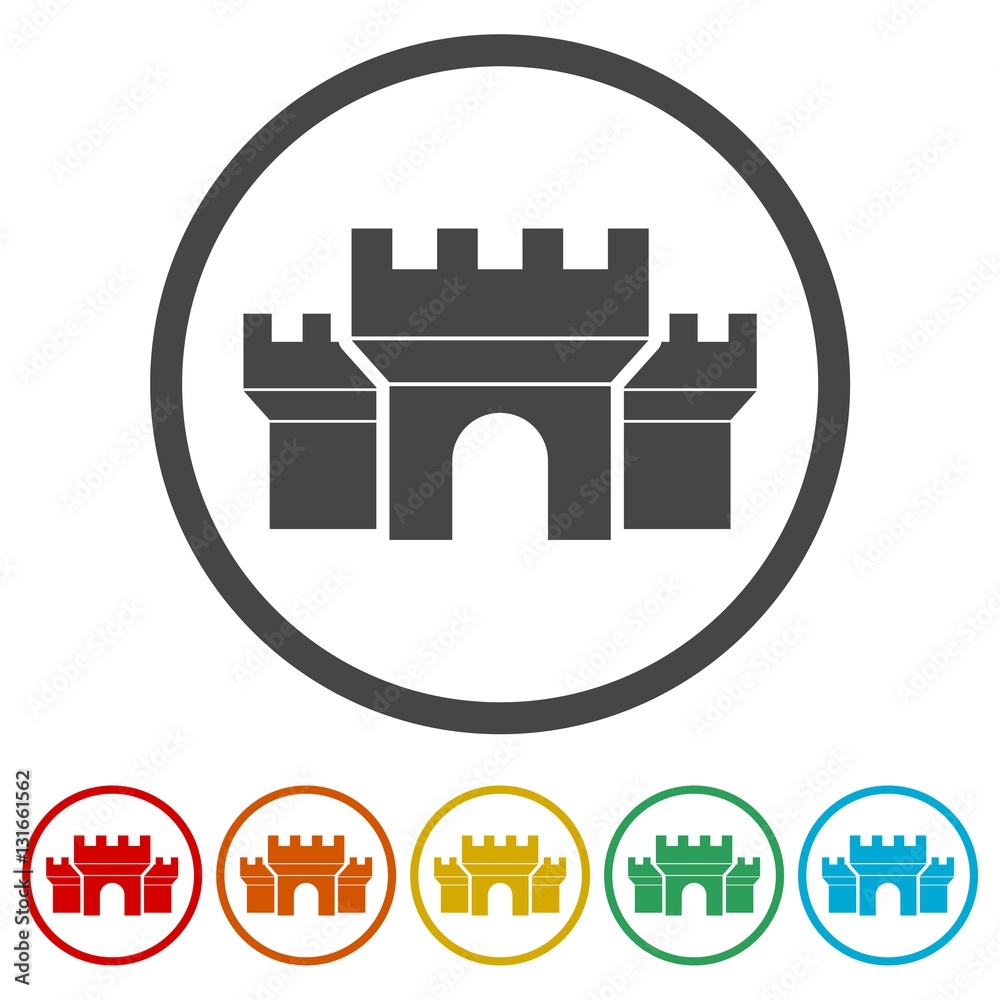 Vector castle icons set Vector castle icons set