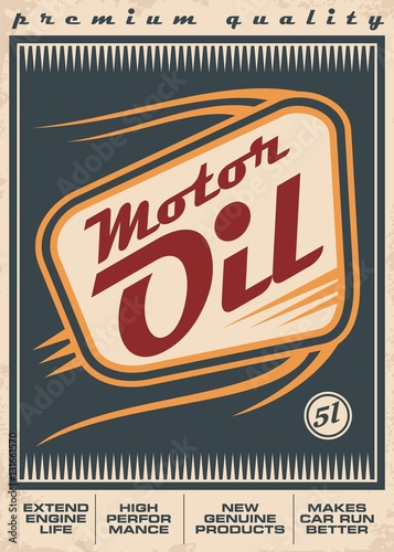 Motor oil retro vector poster design