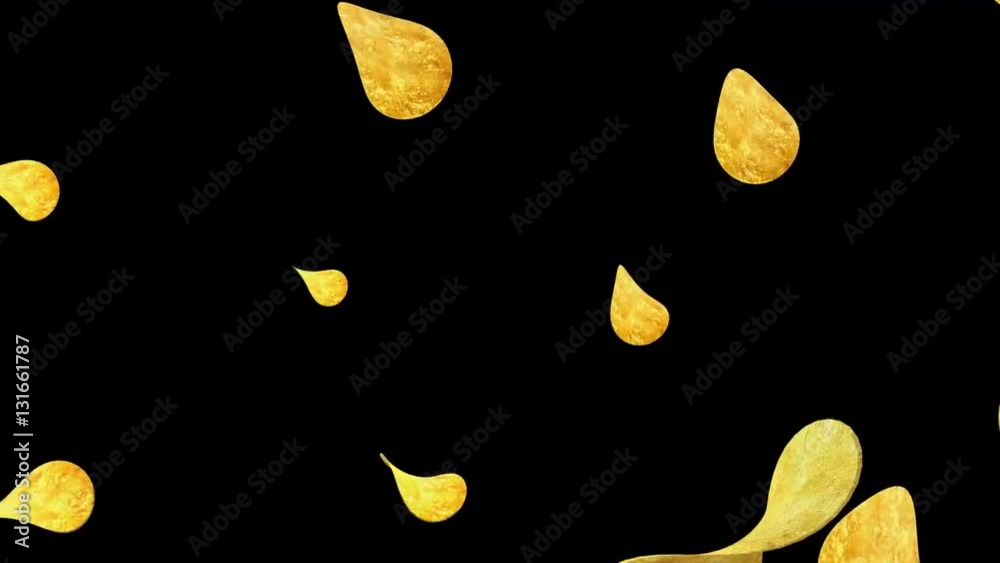 Potato chips on black background