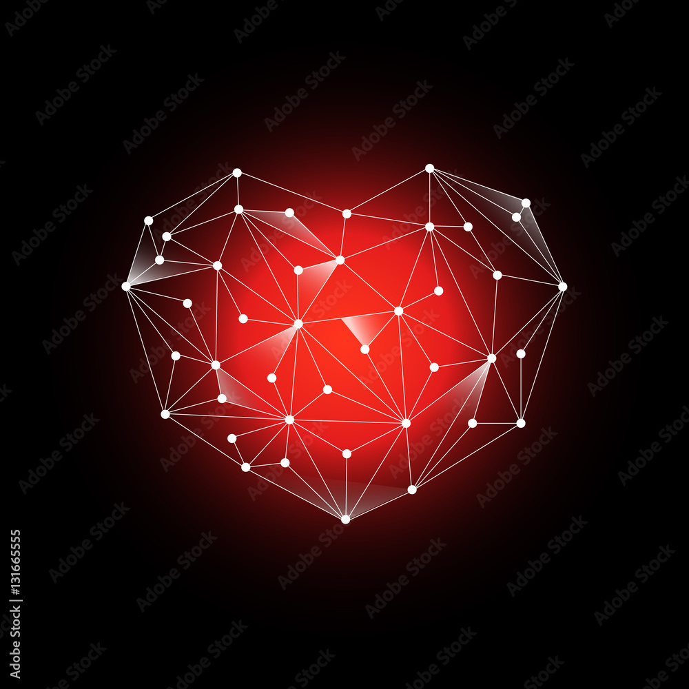 Polygonal heart. Low poly vector Polygonal heart. Low poly vector