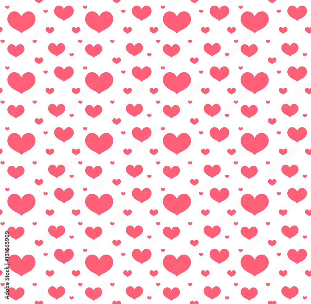 Valentines Day seamless pattern with hearts. Love, romance endless background, texture. Vector illustration