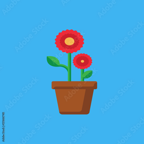 flower in a pot icon. flat design