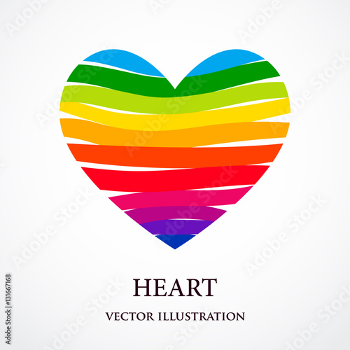 Rainbow heart consisted of ribbons