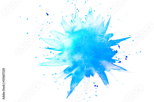 Abstrakter Klecks in Aquarell aus Farbe in blau und türkis
