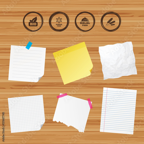 Natural Bio food icons. Halal and Kosher signs.