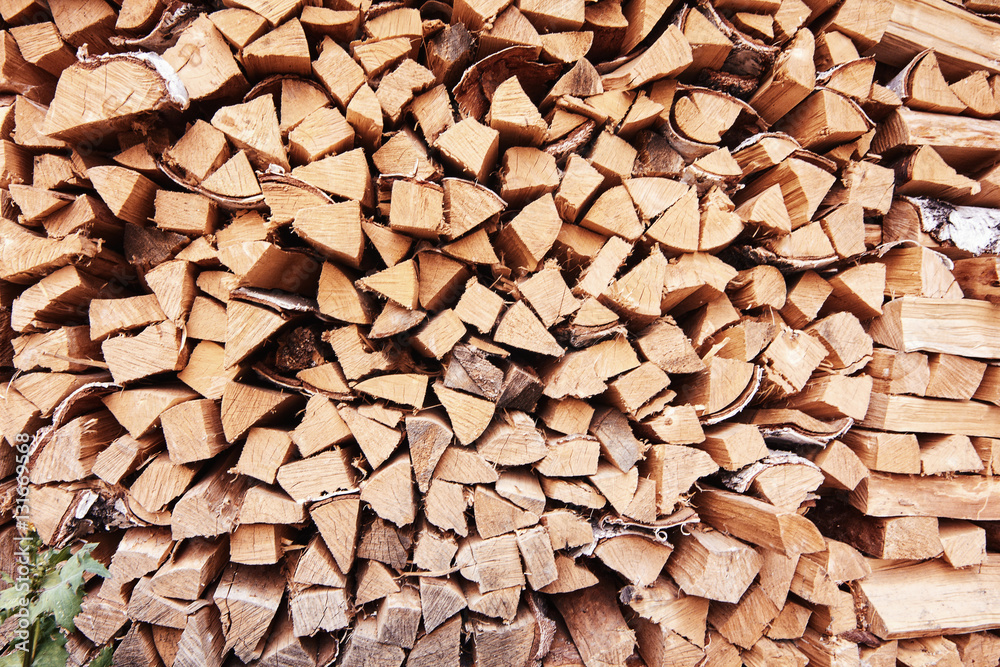 Natural background, firewood from a birch outside Natural background, firewood from a birch outside