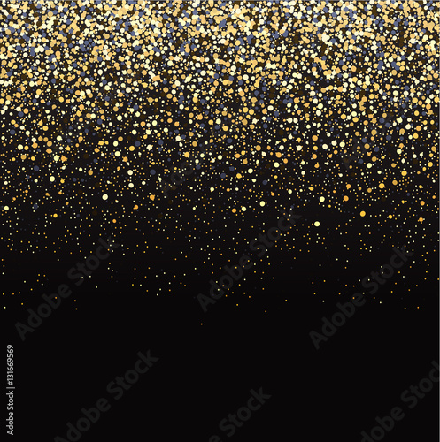 Gold glitter black background.