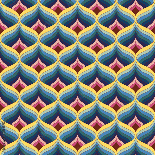 Tablou canvas Seamless background with elements of Florentine design Bargello,  vector