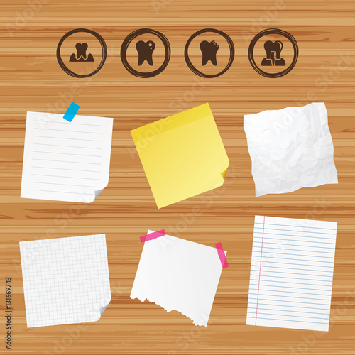 Dental care icons. Caries tooth and implant.