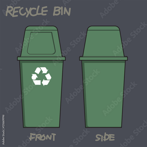 Green Recycle Bin for Trash and Garbage