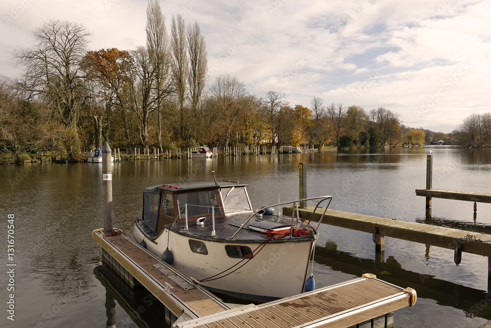 Naklejka premium Boat Moored on the River Thames