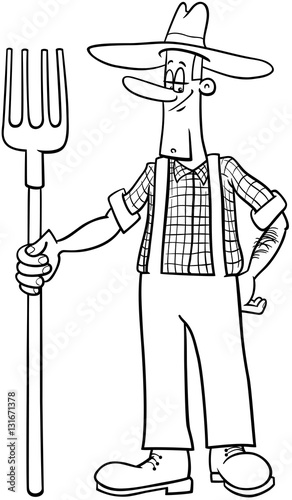 farmer cartoon coloring page