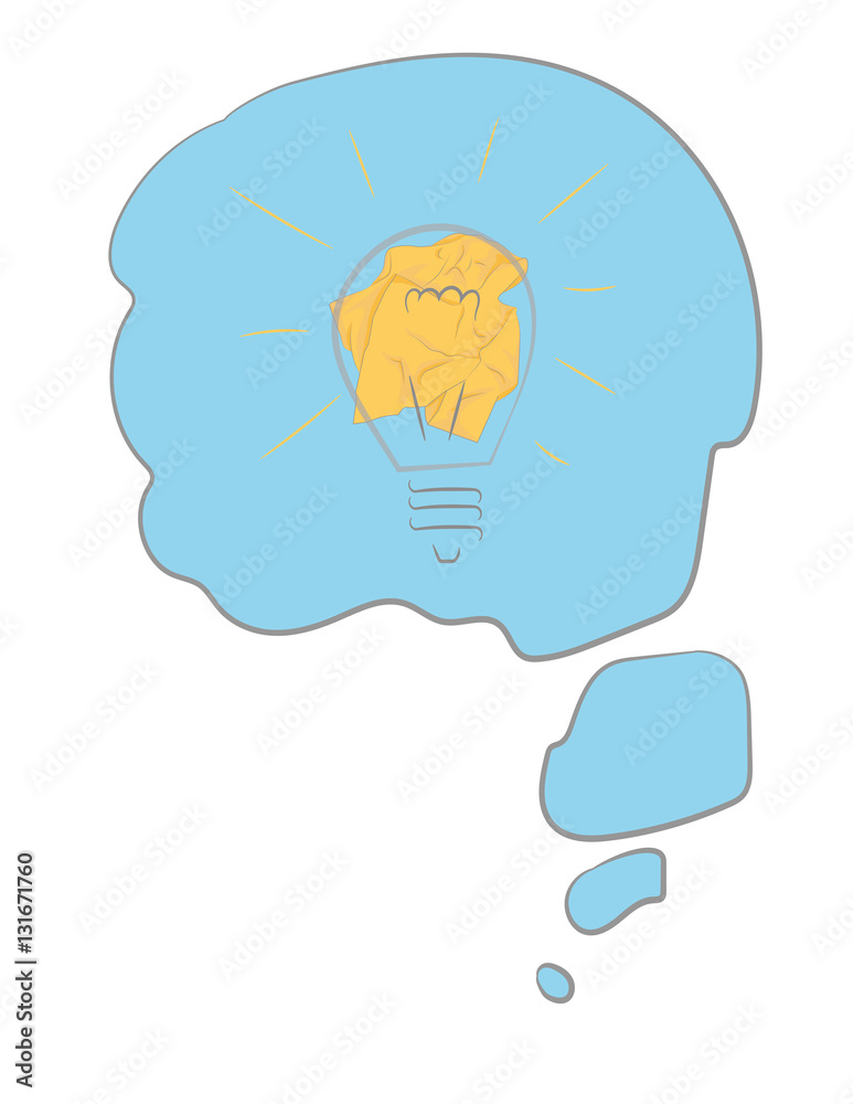 an idea formed in his mind. vector illustration. an idea formed in his mind. vector illustration.