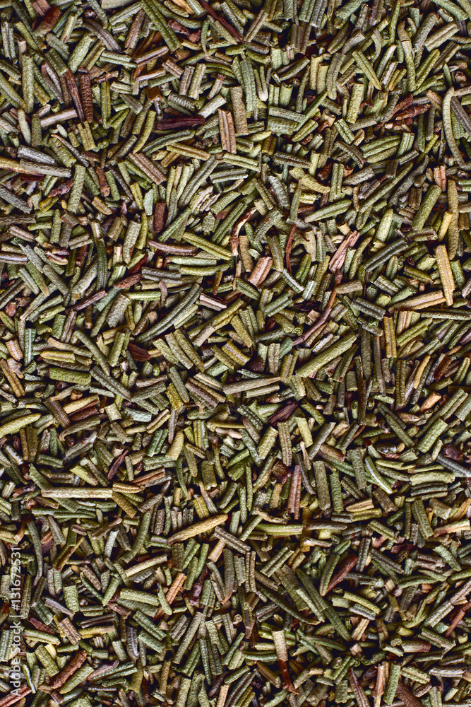 Seasoning Dried rosemary leaves. Close-up. Background