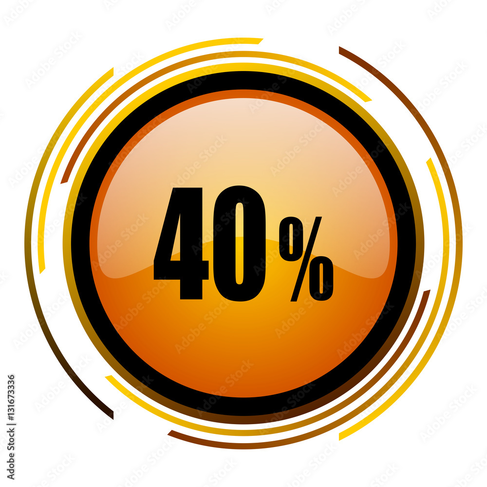 40 percent sale sign vector icon. Modern design round orange button isolated on white square background for web and application designers in eps10. 40 percent sale sign vector icon. Modern design round orange button isolated on white square background for web and application designers in eps10.