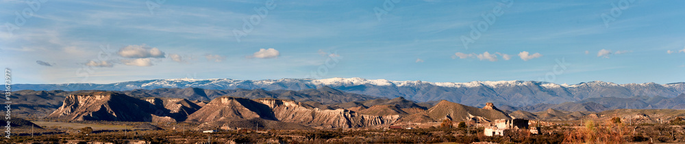 Panorama of Tabernas Desert in Spain