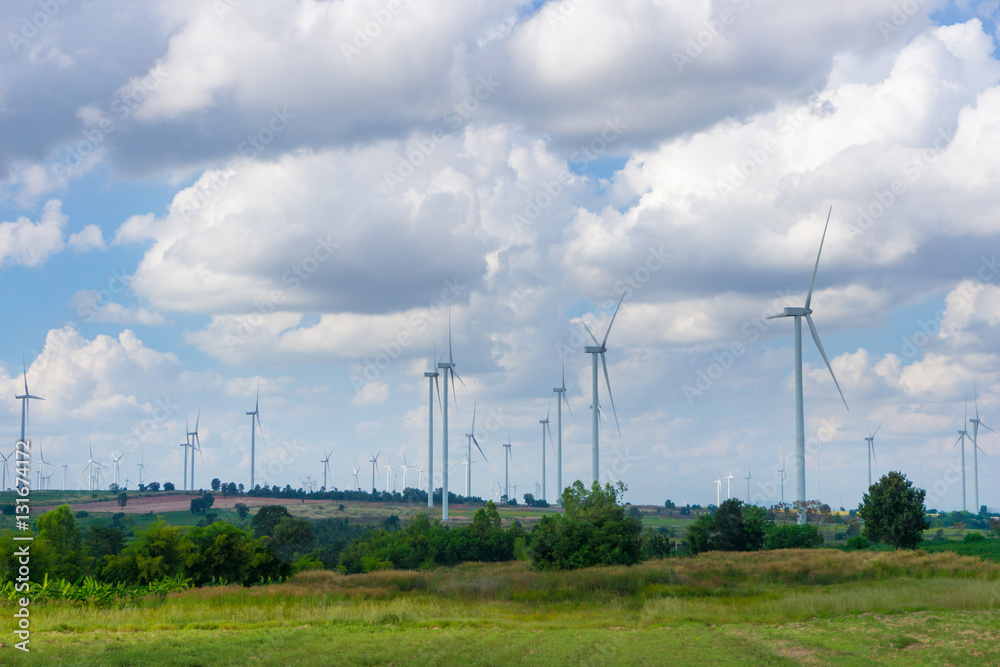 Many wind turbine in meadow. Many wind turbine in meadow.
