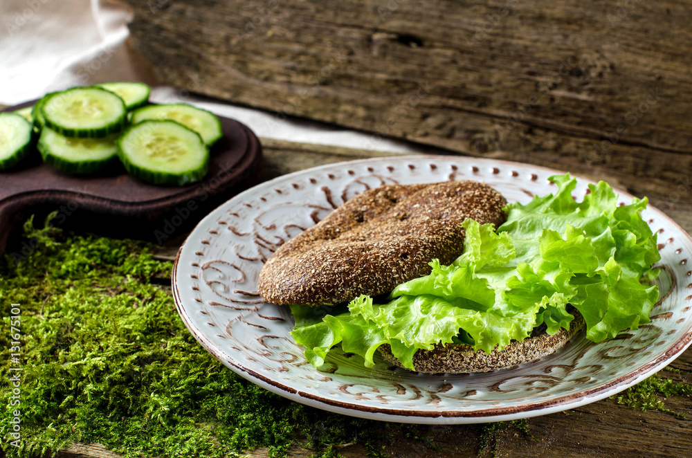 Healthy snack with dark bread. Healthy snack with dark bread.