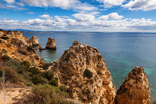 View of beautiful coastline Algarve Portugal