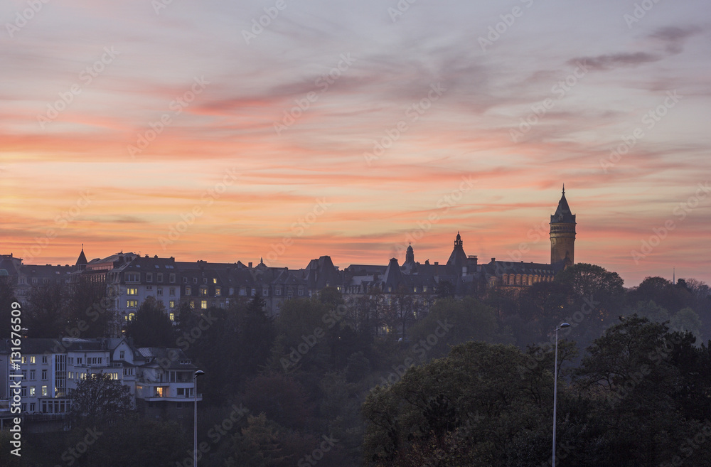 Luxembourg panorama at sunset