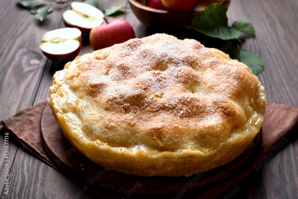 Apple pie, close up view