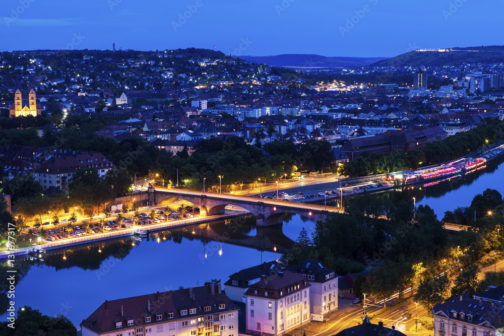 Panorama of Wurzburg at night