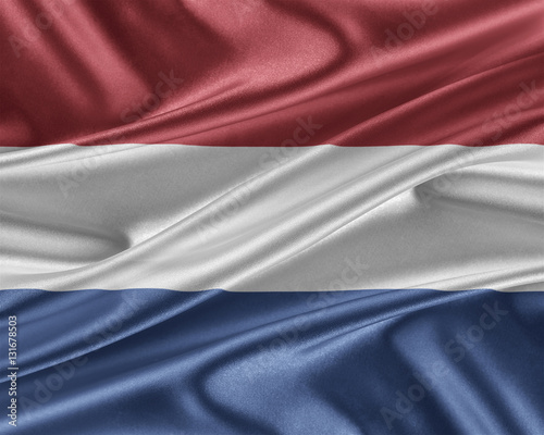 Netherlands flag with a glossy silk texture.