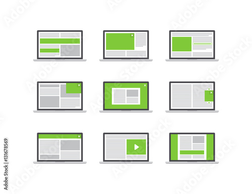 Advertising Web Formats Vector Flat Icon Set