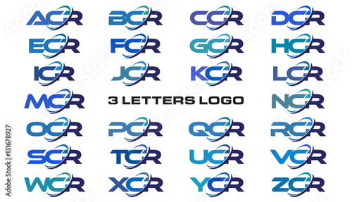 3 letters modern generic swoosh logo ACR, BCR, CCR, DCR, ECR, FCR, GCR, HCR, ICR, JCR, KCR, LCR, MCR, NCR, OCR, PCR, QCR, RCR, SCR, TCR, UCR, VCR, WCR, XCR, YCR, ZCR photo