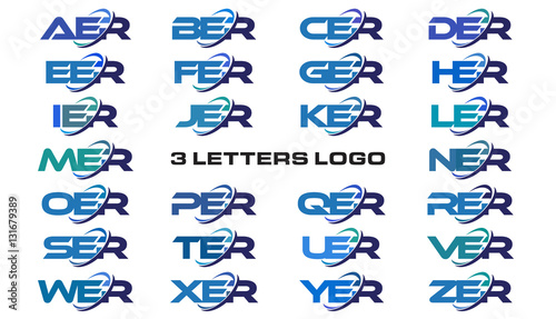3 letters modern generic swoosh logo AER, BER, CER, DER, EER, FER, GER, HER, IER, JER, KER, LER, MER, NER, OER, PER, QER, RER, SER, TER, UER, VER, WER, XER, YER, ZER