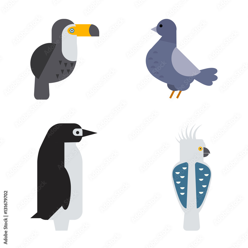 Fototapeta premium Birds vector set illustration isolated