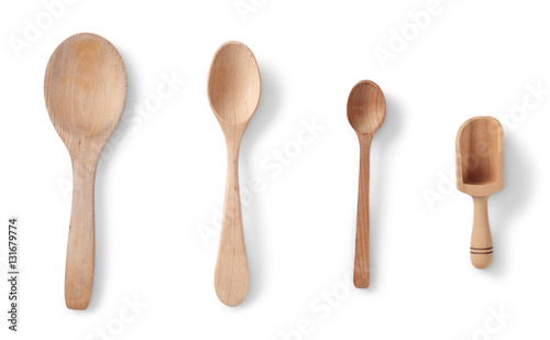 Tableau sur toile Isolated wooden spoons with clipping path