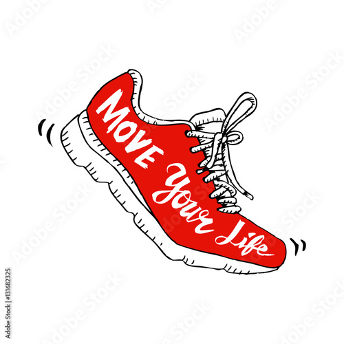 Running shoe symbol - move your life. Sketchy style.