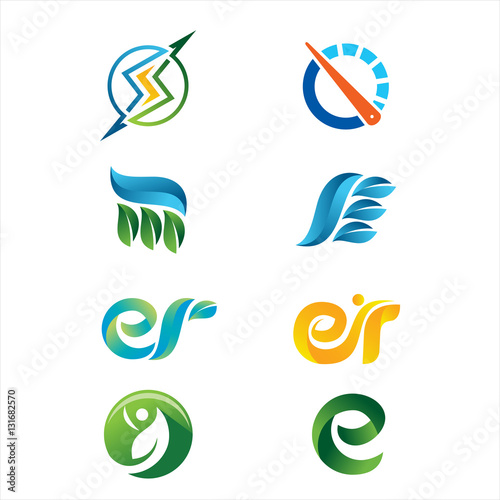 Free Download set of vector logo mix leaf, letter, speed, light - GFXLoad