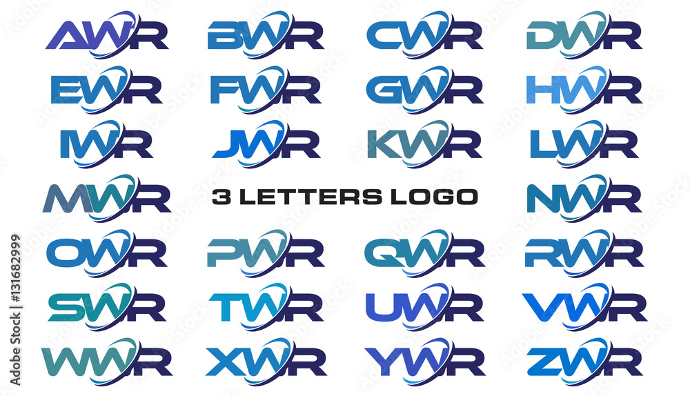 3 letters modern generic swoosh logo AWR, BWR, CWR, DWR, EWR, FWR, GWR, HWR, IWR, JWR, KWR, LWR, MWR, NWR, OWR, PWR, QWR, RWR, SWR, TWR, UWR, VWR, WWR, XWR, YWR, ZWR