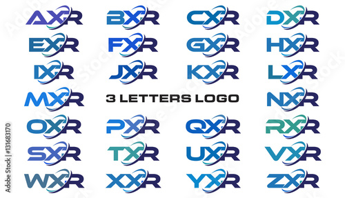 3 letters modern generic swoosh logo AXR, BXR, CXR, DXR, EXR, FXR, GXR, HXR, IXR, JXR, KXR, LXR, MXR, NXR, OXR, PXR, QXR, RXR, SXR, TXR, UXR, VXR, WXR, XXR, YXR, ZXR photo