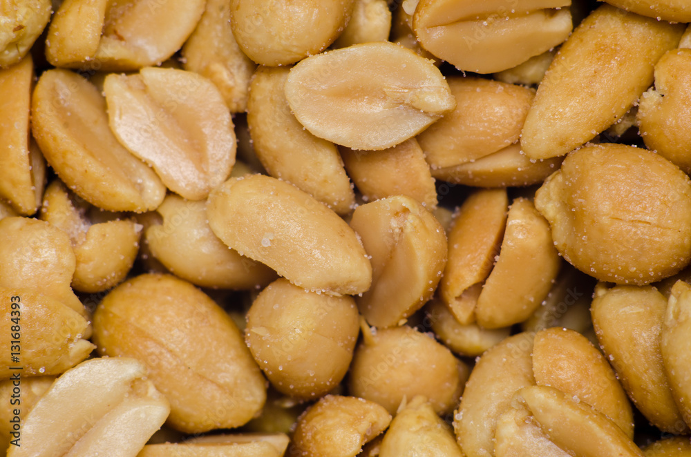 Close up macro peeled peanuts for background