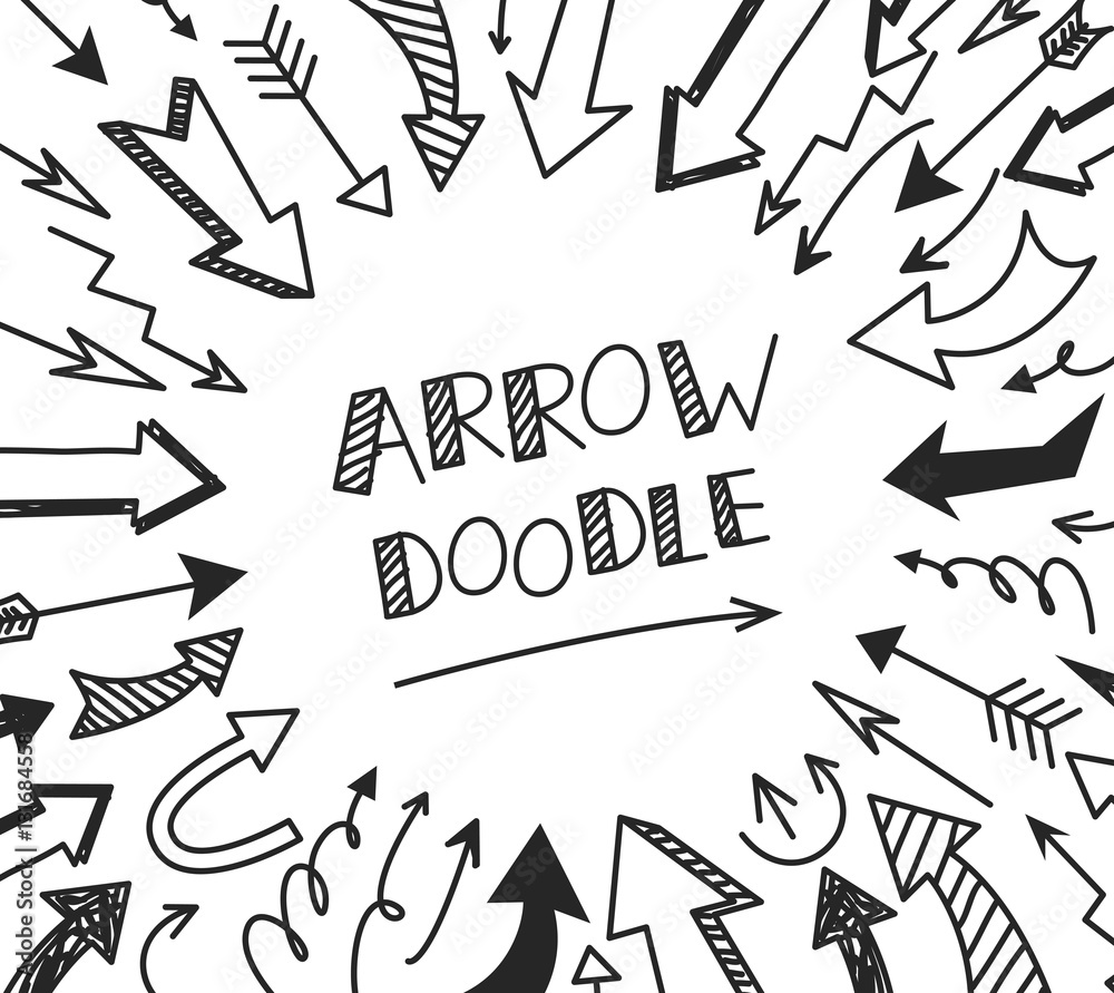 Hand drawn arrow doodle set