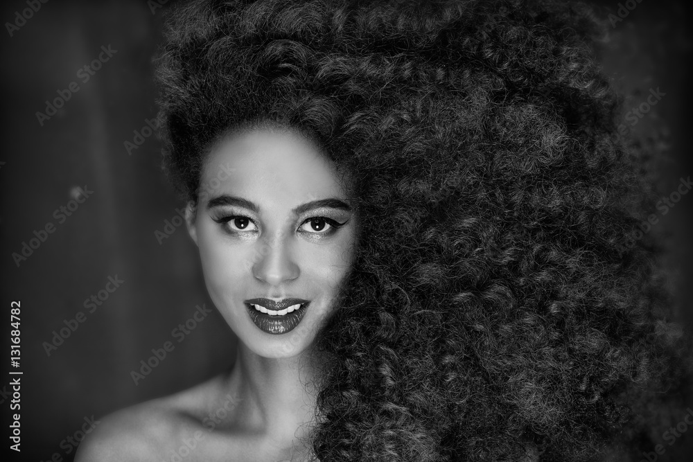 Beauty portrait of girl with afro.